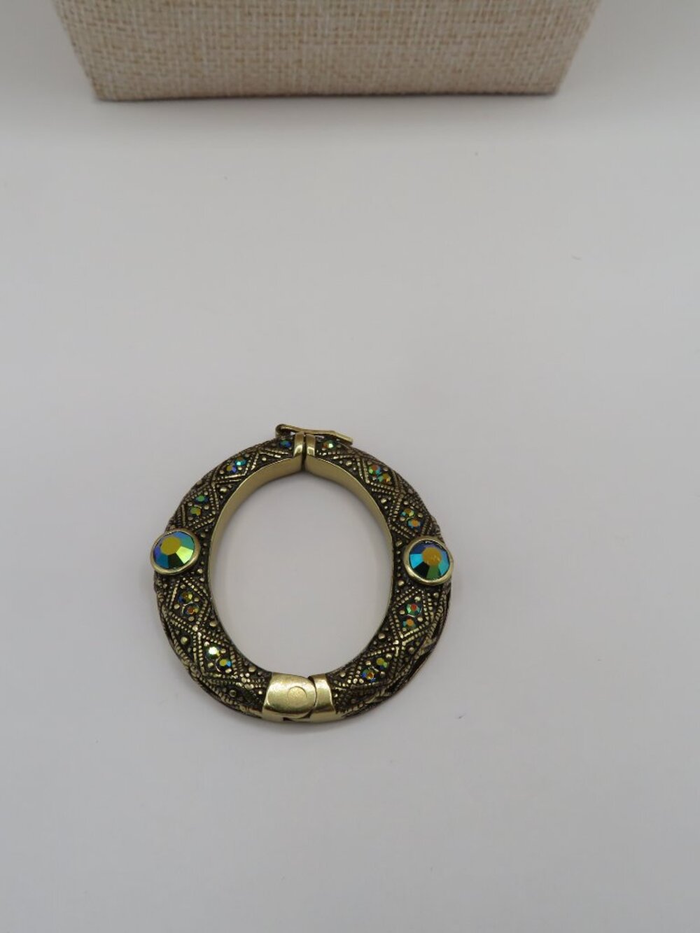Heidi Daus Necklace Enhancer Pendant Clasp AB Crystals Gold Tone - Picture 3 of 6